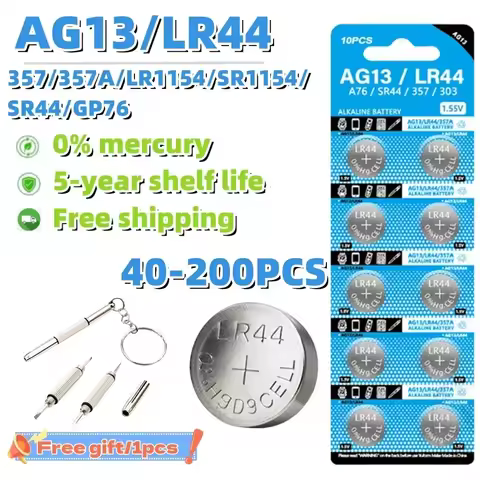 40-200PCS AG13 LR44 Alkaline Battery A76 357 357A LR1154 SR44 1.55V For Watch Calculator Car Key Rem