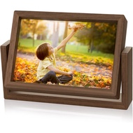 Mixoo 4x6 Picture Frame Rotating Photo Frame, Wooden Picture Frames 4x6 Horizontal Double sided Rust