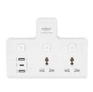 Anitech อแดปเตอร์ 2 ช่อง 2 ช่อง USB 1 ช่อง Type-C 3 สวิตช์ รุ่น H125UC รับประกัน 2 ปี
