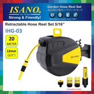 [Retractable hose reel]Isano Wall Mounted Water Hose Reel Auto Rewind/Pipe Air Automatic Gulung IHG0