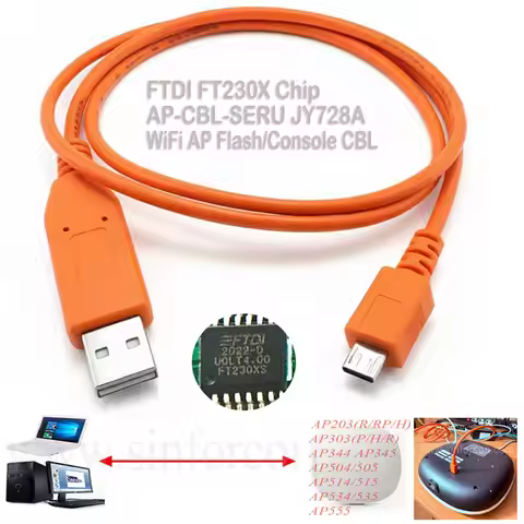 Orange Micro USB Cable AP-CBL-SERU JY728A USB Console Flash Cable for Aruba Wifi AP Models AP22/345/