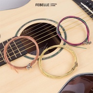 LIVESTAR 6pcs/set Rainbow Color Universal Acoustic Guitar String Brass Hexagonal Steel Core Strings 