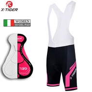 X-Tiger ผู้หญิง100% Lycra เอี๊ยมขาสั้นสำหรับขี่จักรยาน/Pro 400 UV ผู้หญิงขี่จักรยานกางเกงปั่นจักรยาน