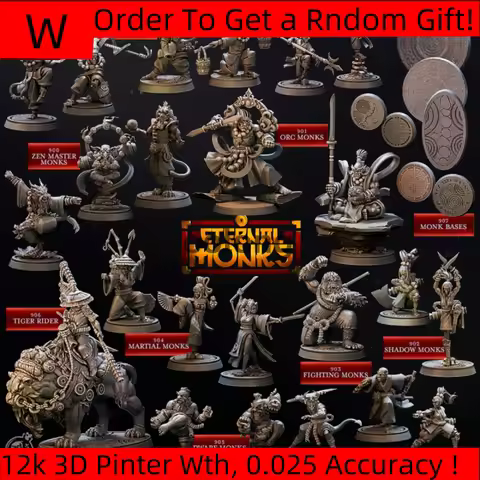 Dnd Miniatures Figures 3d Printing [Eternal Monk] Human, Elf, Dwarf, Orc, Tiger Cavalry dnd Chess Ru