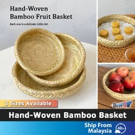 BEST4U Nature Round Bamboo Basket Tray | Handmade BambooVine Fruit Tray | Bamboo Serving Tray | Dula