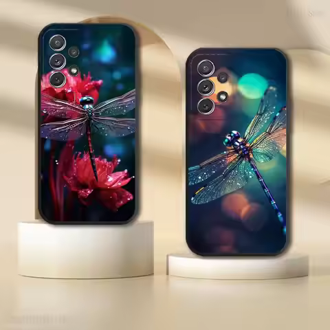 D-Dragonfly Animal Phone Case For Samsung S 25,24,23,22,30,21,10,9,Ultra,Plus,Lite,FE,4,5G Black Sof