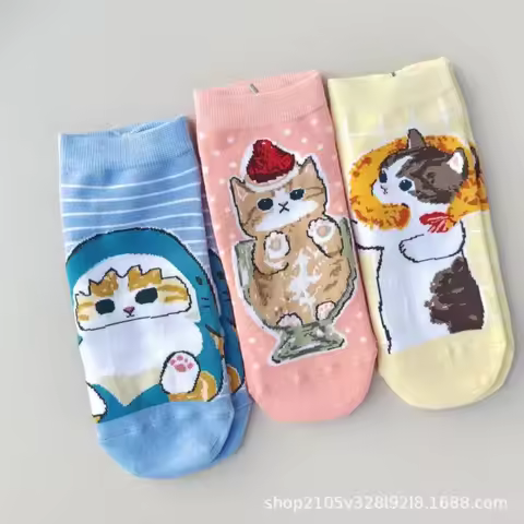 New Mofusand Women's Cartoon Cotton Socks Cute Short Ankle Socks Lovely Fashion Casual Socks Decorat