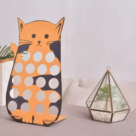 Wooden Cat Coffee Pod Holder Space-Saving Multi-Tier Coffee Bar Organizer Unique Coffee Stand for Te