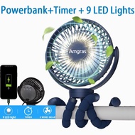 Amgras 6000mAh Stroller Fan baby Portable mini fan Kipas 30db Quiet Fan With Flexible Tripod,Night l