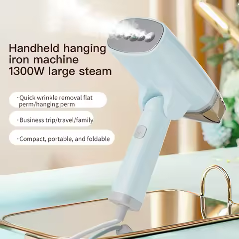 Handheld Folding Steam Iron, 5-Hole Centralized Steam, Anti-Scald Panel, Foldable, Compact Travel Ga