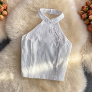 Taobao Collection เสื้อกี้เพ้าแขนกุดคล้องคอผู้หญิงเสื้อแฟชั่นผญสไตล์เซ็กซี่