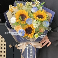一举夺魁毕业花束仿真香皂花成品送考生中高考祝福金榜题名好寓意26/6/23 Graduation bouquet with artificial soap flowers, a gift for ex