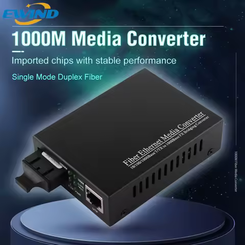 EWIND Gigabit Dual Fiber Media Converter with Built-in 1Gb Single Mode Duplex Fiber 10/100/1000M RJ4