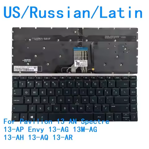 % New US Russian Latin language Backlit Keyboard Pavilion 13-AN Spectre 13-13-AG 13M-AG 13-AH 13-AQ 