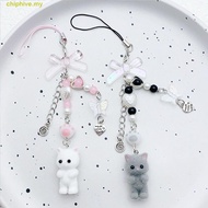 CHIPHIVE​ Flocking Cat Phone Lanyard, Flocking Phone Strap 3D Kitten Mobile Phone Chain, Car Key Rin