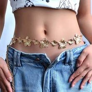 1pc High-End Multifunctional Bohemian Style Waist Chain, Vintage Gold Or Silver Chain With Floral Pa