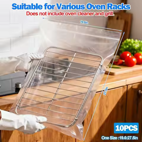10pcs Oven Rack Cleaning Bags Grate Degreaser Washing Bag Heavy Duty Oven Rack Cleaner For Stove Gri