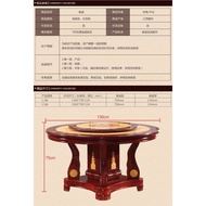 Marble round Dining Table and Chair round Type round Table with Turntable Solid Wood Marble round Table Household Dining Tables and Chairs Set