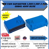 BM FAN CAPASITOR 1.2UF/1.5UF 2 PIN  CBB61 450V BLUE (F-CBB61)