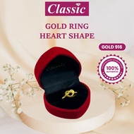 Gold 916 Ring Cincin Heart Shaped 916 2.04G 1C Emas 916 Original 戒指