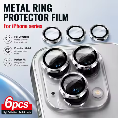 6pcs 9H Tempered Glass Camera Lens Protector - Compatible With IPhone 17 Pro Max/17 Pro Metal Indepe