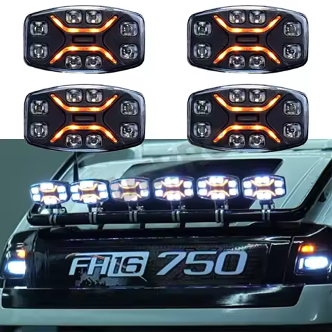JUWUBA LED Simulation Spotlight Roof Lights for 1/14 Tamiya RC Truck SCANIA 770S R620 Volvo FH16XL 7