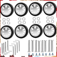 8pcs Luggage Wheels Replacement Kit,Dia 2in/50mm Thick 0.47in/12mm Resistant Rubber Mute Caster Repl