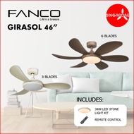 36W Super Bright 4 Year Warranty FANCO GIRASOL DC Motor 46" Ceiling Fan with 3 Tone LED Light Kit and Remote Control