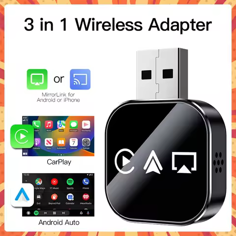 2026 Wireless CarPlay Android Auto Mirror Link 3 in 1 Adapter Instant Wired To Wireless Plug and Pla