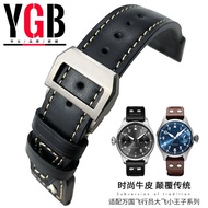 2023 New☆☆ The leather watch strap is suitable for the IWC big pilot Little Prince Spitfire with nailed butterfly buckle