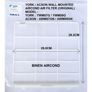 [Original/Genuine] (1pc) York YWM09G/10G/15G/20G/25G / Acson AWM09GN/10GN/15GN/20GN/25GN Aircond Indoor Air Filter
