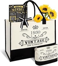 95th Birthday Gifts for Women Canvas Tote Bag Travel Gear, Unique 95 Years Old Gifts for Mom Aunt Gr