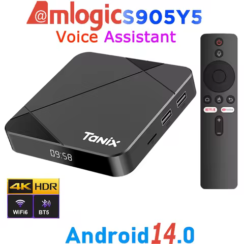 TANIX TX5 Android14.0 Amlogic S905Y5 4K Video LAN Wifi6 BT5.0 Voice Assistant Remote Control Game Me