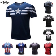 Superhero Captain America T Shirt For Men Compression GYM Sportswear Jersey Quick Dry Men Tshirt