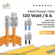 6A 120 Watt Super Fast Charging Data Charger Cable For Android & iphone