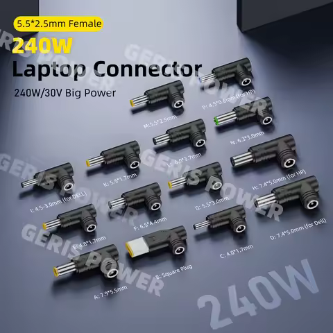 2​40W DC Power Jack 5.5X2.5mm to 7.4X5.0 4.5X3.0 6.0X3.7mm Male Plug Connector Universal Laptop Char