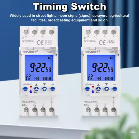 2 Channels Programmable 24Hours Time Clock Big LCD Display Time Switch with Two Relay Independent Ou