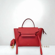 Celine寶石紅粒紋牛皮belt micro鯰魚包中號