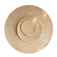 Linen straw placemat round thickened home kitchen table anti-scalding heat insulation mat cup plate 