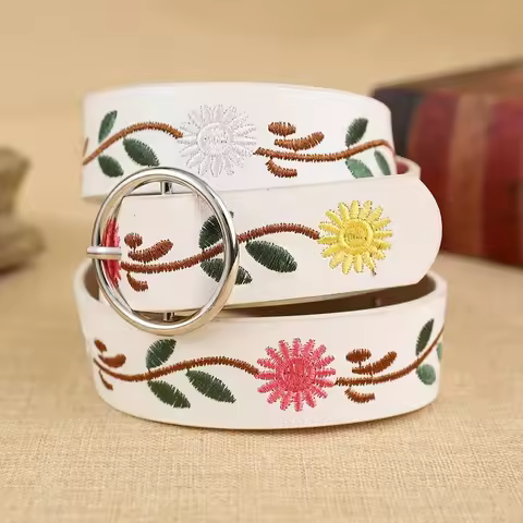 1 piece of PU belt for both men and women, embroidered with Bohemian style, perfect for shopping and