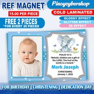 Christening Ref Magnet Elephant Souvenir Giveaway for Boys Customized Giveaway Personalized Souvenir Birthday Baptismal Baptism Dedication 7th Birthday 18th Birthday 60th Birthday Wedding ATM Size Ref Magnet Pinoycybershop Photo Printing Services