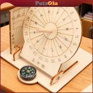 [PETSOLA] Wooden Sundial Clock Model Building Kit Teaching Projects Desktop Ornament for Boys Girls
