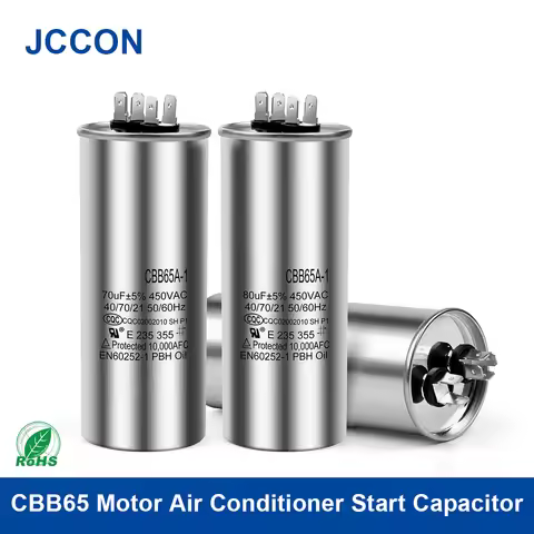 2Pcs CBB65 Motor Capacitor Air Conditioner Compressor Start Capacitor 450V AC 5UF 6UF 15uF 20uF 25uF
