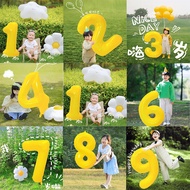 【Fast Delivery 】INS Wind 40 Inch Yellow 0-9 Digital Aluminum Film Balloon Birthday Party Wedding Dec