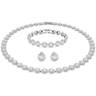 Swarovski Crystal Authentic Angelic All Around Set of Necklace, Bracelet and Earrings, White, Rhodiu