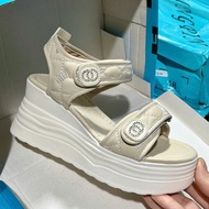 7P SANDAL FLAT SOLE HIGH-LOCKED ROCKED SOLES ADJUSTABLE LEATHER SANDAL 7cm high sole