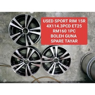 USED SPORT RIM 15 INCH 4X114.3 RM160 1PC BOLEH GUNA SPARE TAYAR PERSONA WAJA AVANZA LIVINA SAGA LAMA