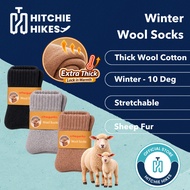 Hitchie Thick Cotton Wool Cashmere Socks Winter Warm Travel Stokin Stocking Tebal Sejuk Berpantang B