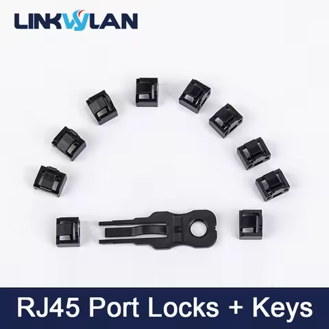 Linkwylan RJ45 Port Lock with 1Key Ethernet Hub Port RJ45 Female Anti Dust Cover Cap Protector Compa