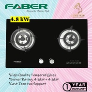 FABER Italia Glass Hob 9.6kW High Flame FGH VITTO 2B/76BK Built-In Gas Cooker Gas Stove Cooker 2 Burner DAPUR GAS KACA Jenis Tanam